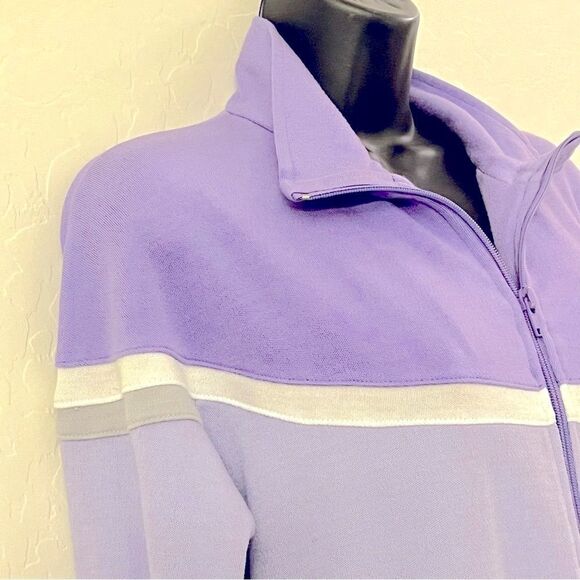 Vtg 70s 80s Wilson’s Pastel Lavender Purple color block Full Zip Track Jacket L - Picture 9 of 12